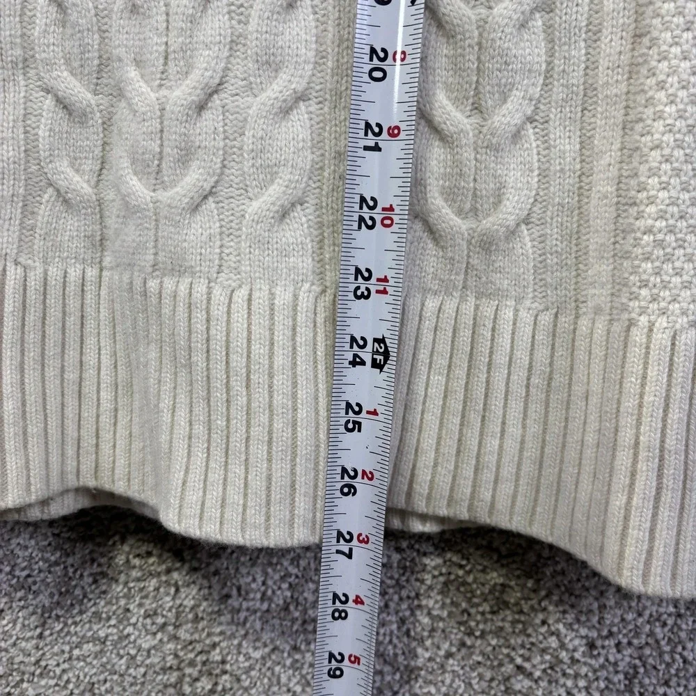 Banana Republic Sweater Mens Large‎ White Cashmere Mock Neck Cable Knit Pullover